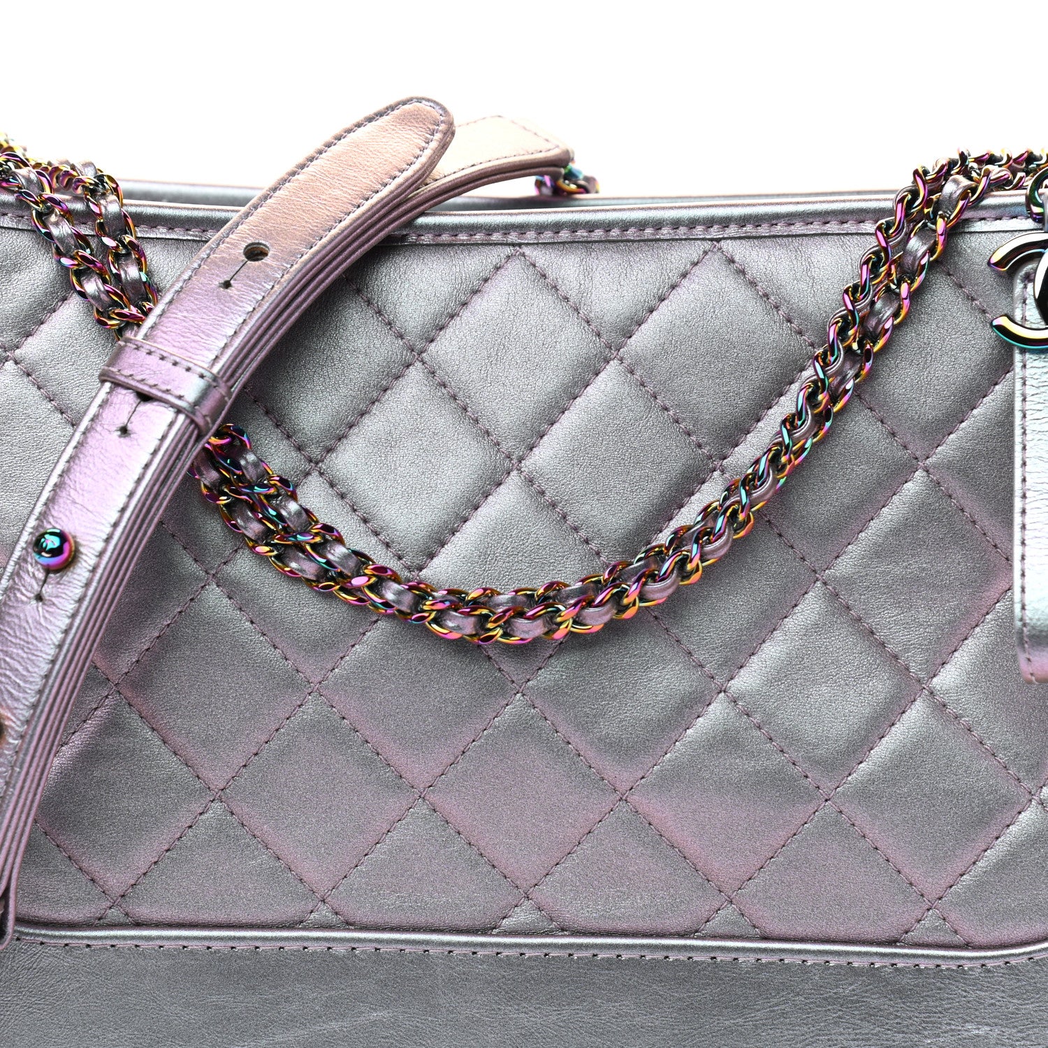 Chanel Iridescent Lambskin Calfskin Quilted Medium Gabrielle Hobo Light Purple 8 of 14