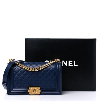 Chanel Lambskin Quilted Medium Boy Flap Dark Navy 18 of 18