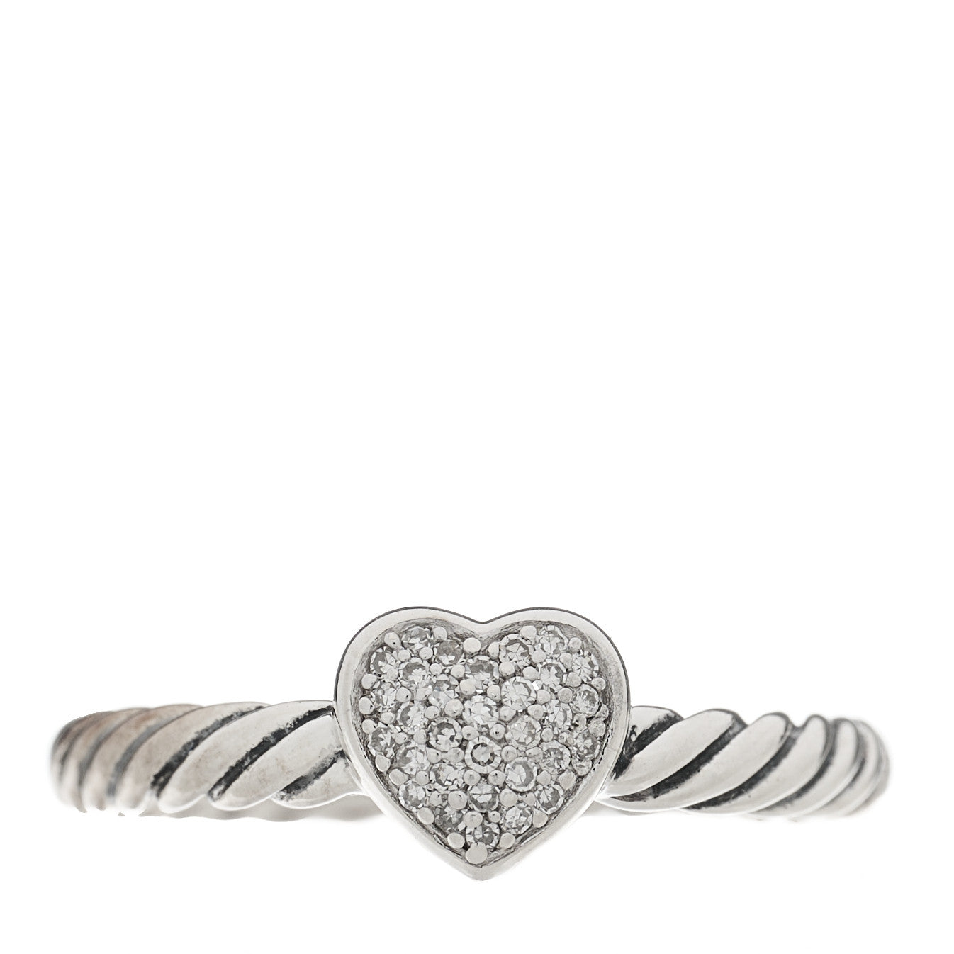 Sterling Silver Diamond Cable Classics Heart Ring 48 4.5