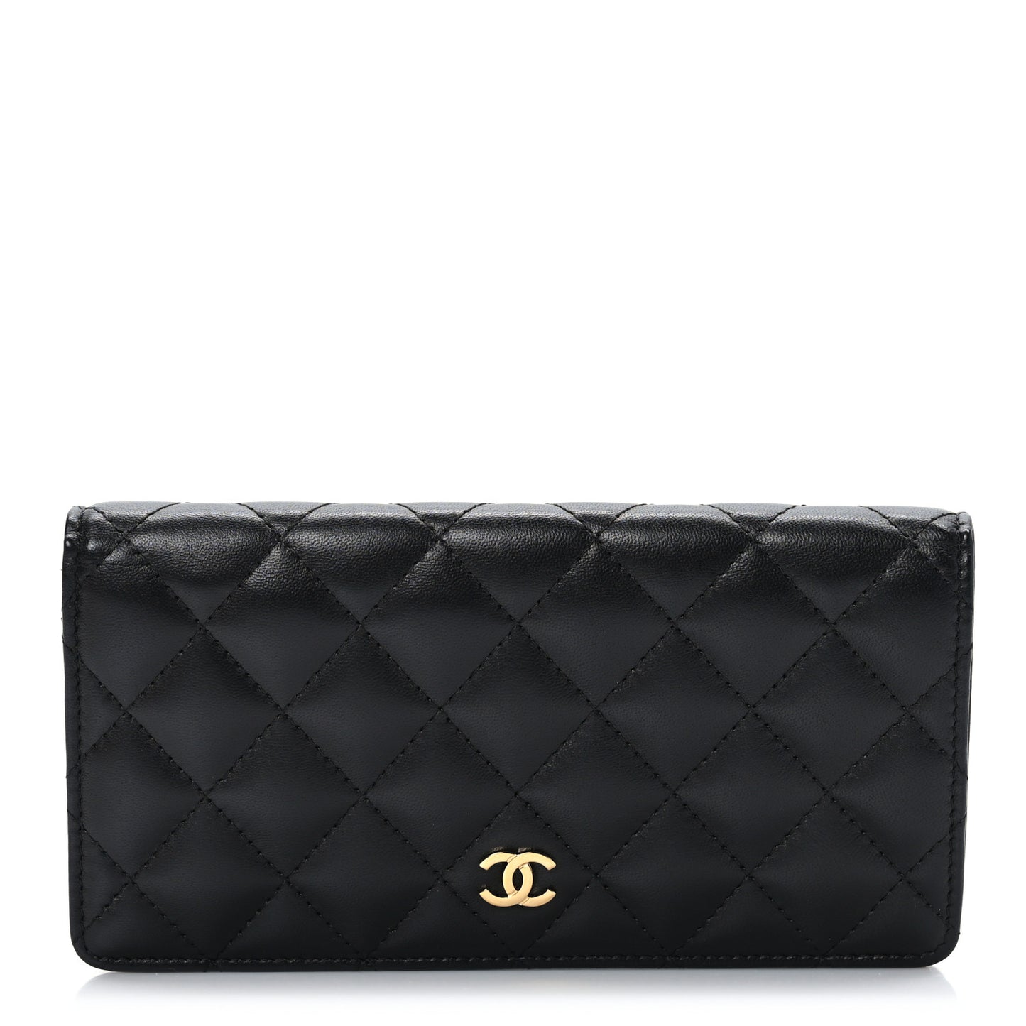 Lambskin Quilted Yen Wallet Black