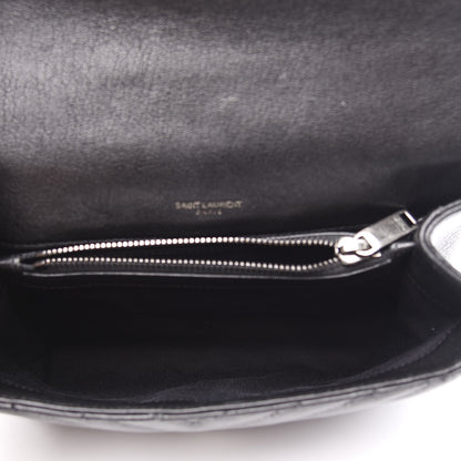 Saint Laurent Sheepskin Matelasse Chevron Monogram Medium College Bag Black 4 of 10