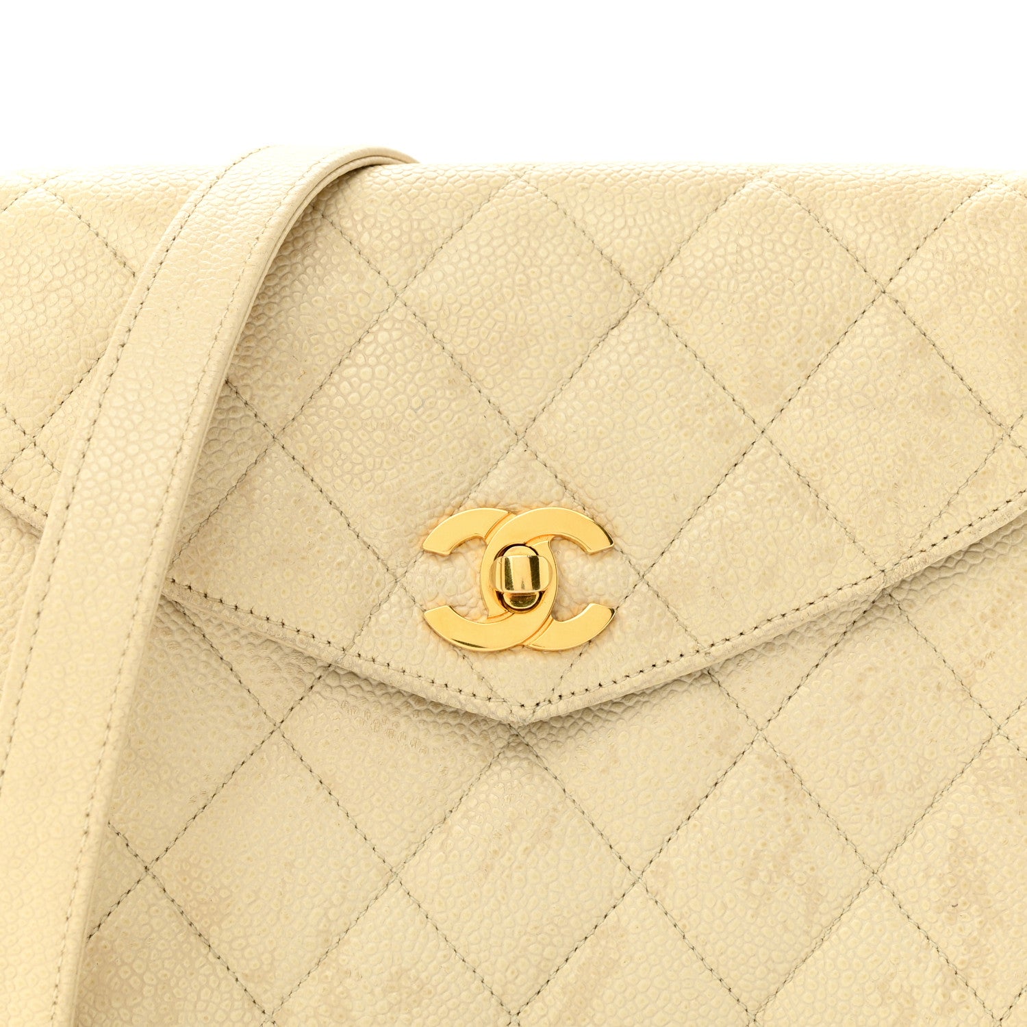 Chanel Caviar Quilted Envelope Flap Crossbody Light Beige 9 of 21