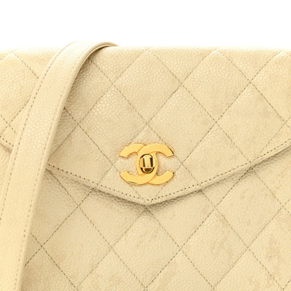 Chanel Caviar Quilted Envelope Flap Crossbody Light Beige 9 of 21