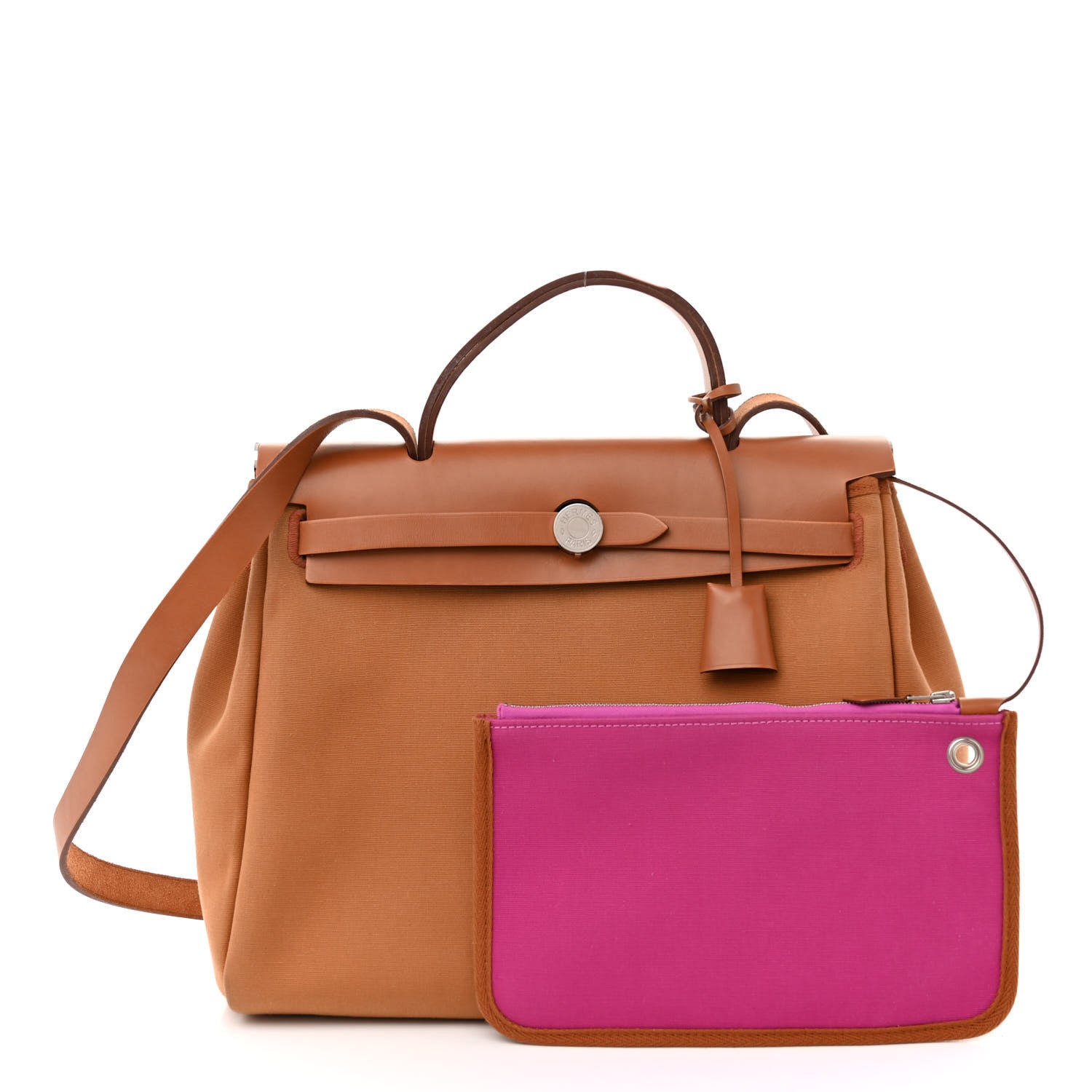 Hermes Toile Officier Vache Hunter Verso Herbag Zip PM 31 Dune Magnolia Fauve 3 of 18