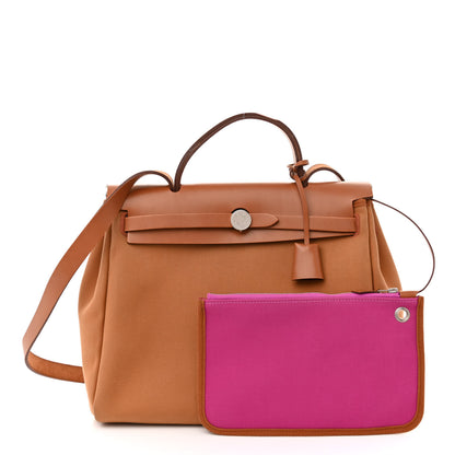 Hermes Toile Officier Vache Hunter Verso Herbag Zip PM 31 Dune Magnolia Fauve 3 of 18