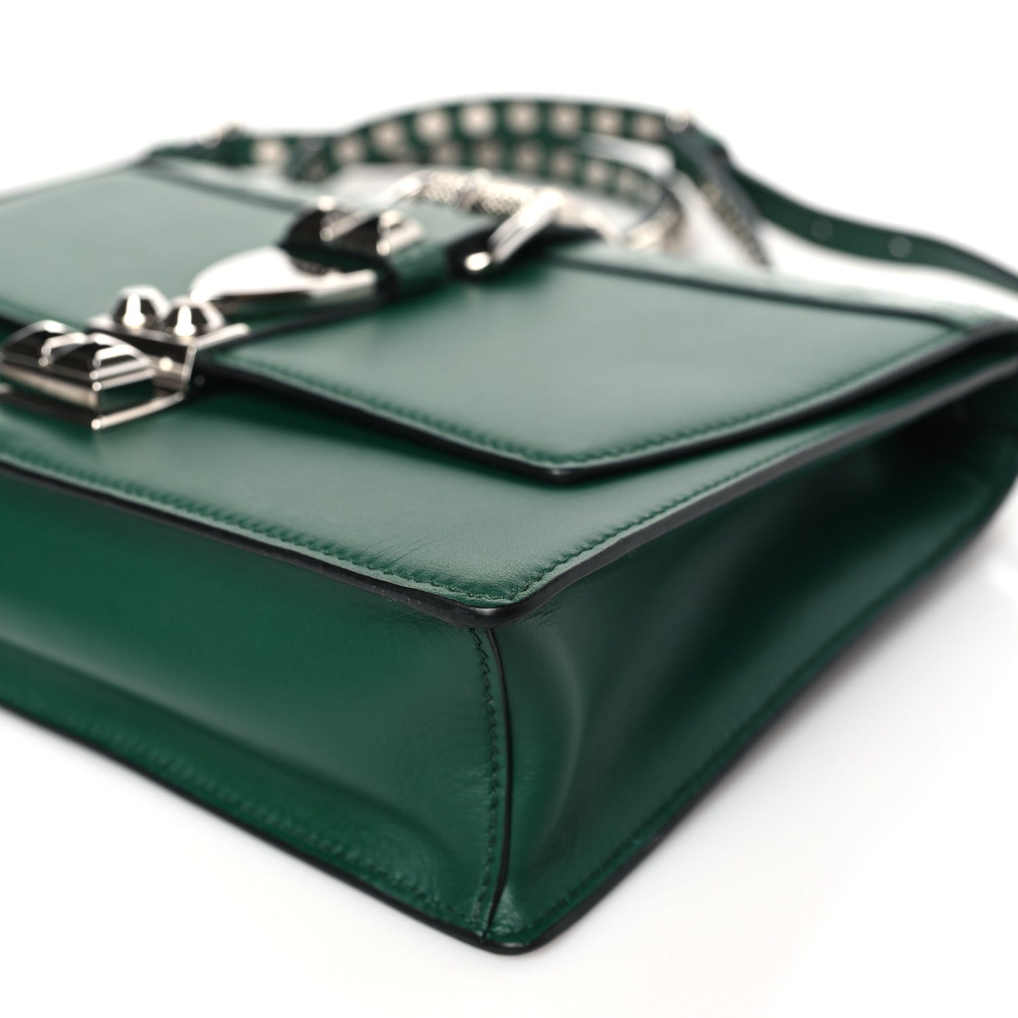 Saffiano City Calfskin Studded Small Elektra Shoulder Bag Green