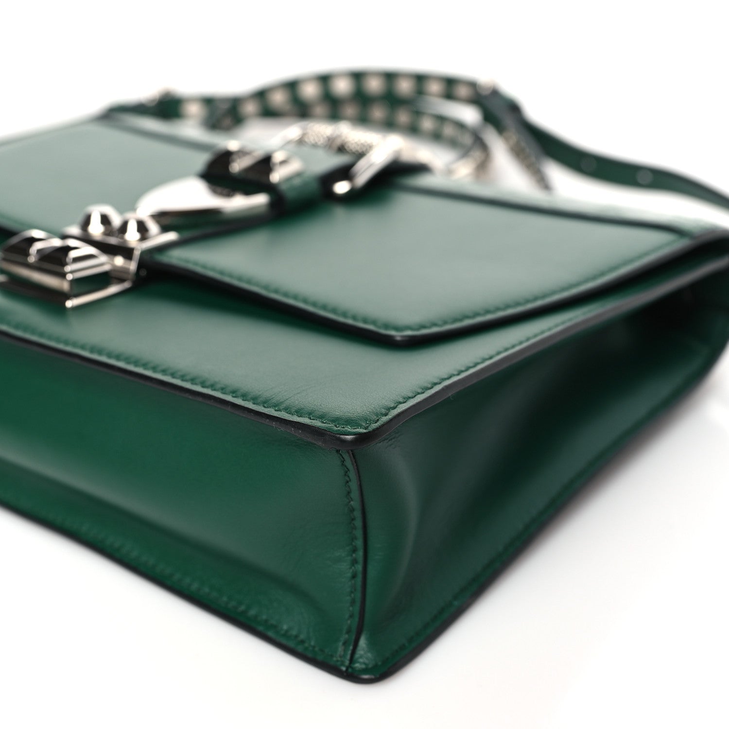 Prada Saffiano City Calfskin Studded Small Elektra Shoulder Bag Green 8 of 8