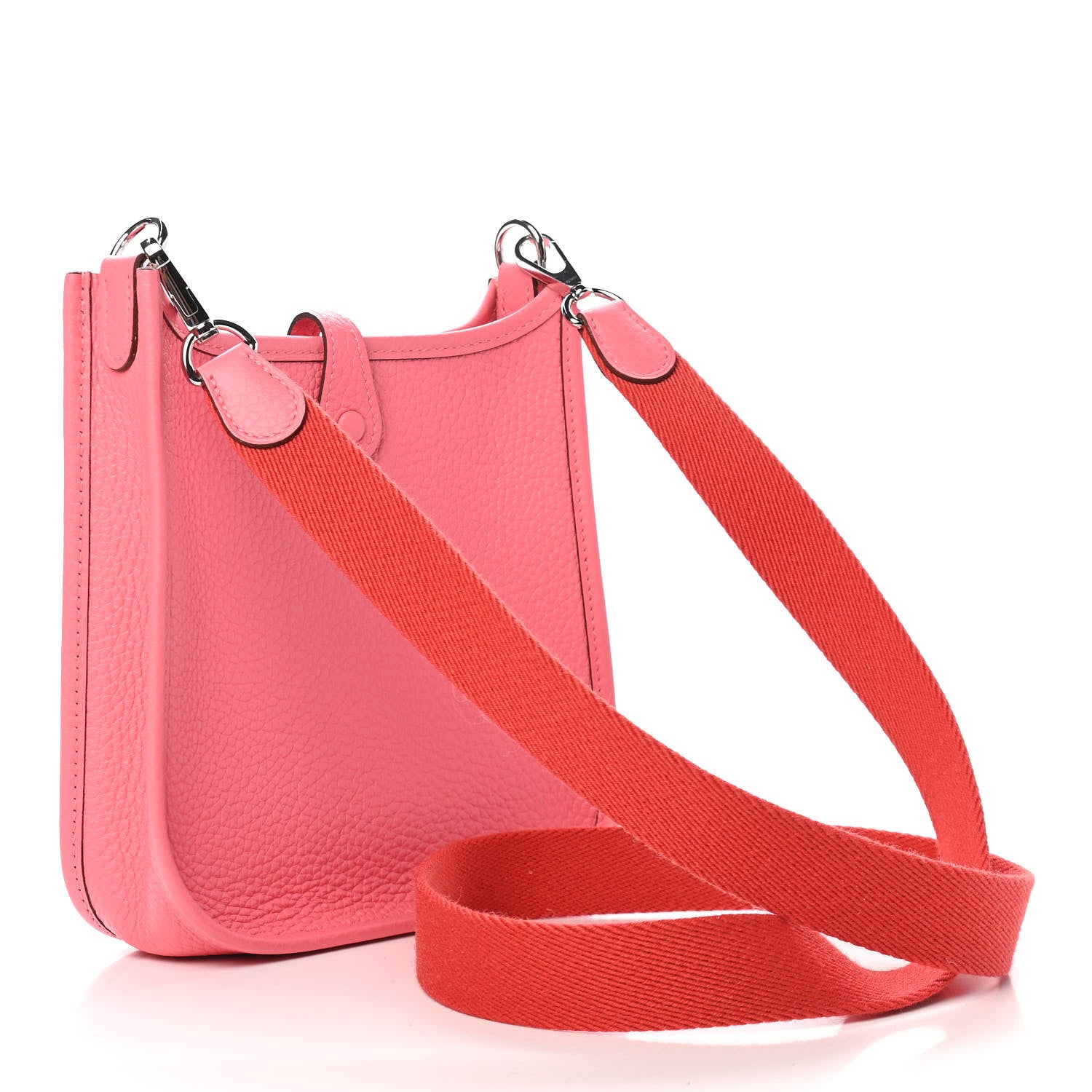 Hermes Taurillon Clemence Amazone Evelyne TPM Rose Azalee Rouge Pivoine 3 of 9