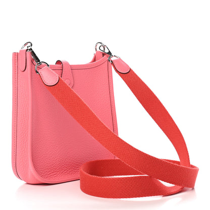 Hermes Taurillon Clemence Amazone Evelyne TPM Rose Azalee Rouge Pivoine 3 of 9