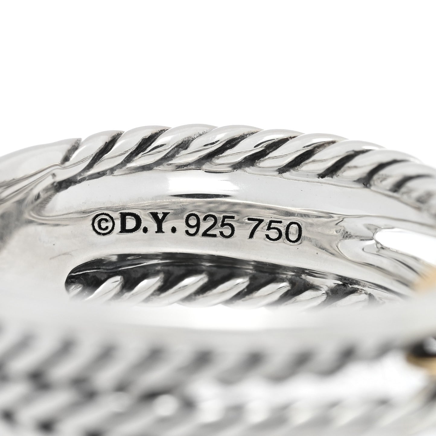 Sterling Silver 18K Yellow Gold 6mm X Crossover Ring 50 5.5