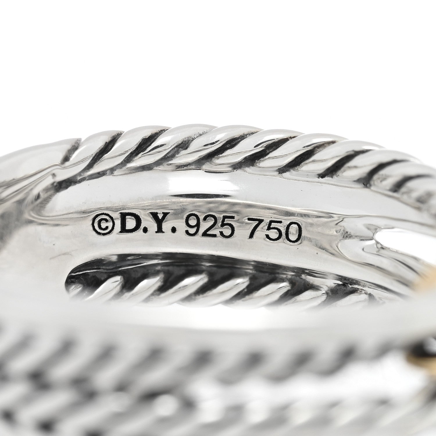 David Yurman Sterling Silver 18K Yellow Gold 6mm X Crossover Ring 50 5.5 4 of 4