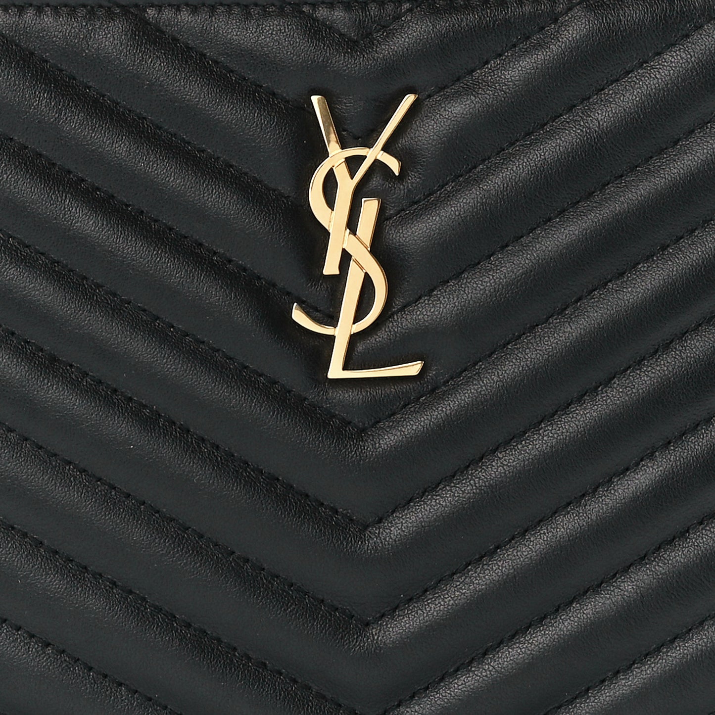Calfskin Matelasse Chevron Monogram A5 Wristlet Black