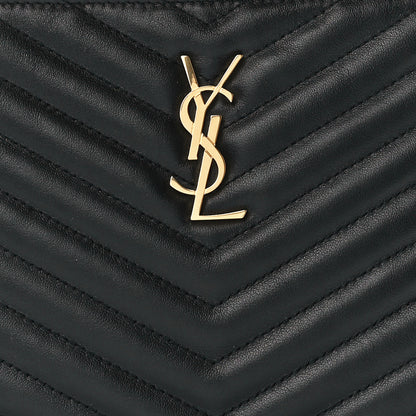 Saint Laurent Calfskin Matelasse Chevron Monogram A5 Wristlet Black 8 of 13