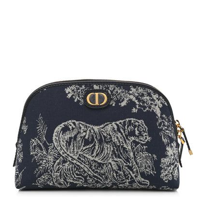 Christian Dior Embroidered Toile De Jouy 30 Montaigne Cosmetic Pouch Blue 1 of 9