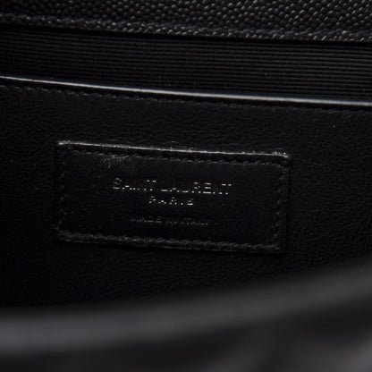 Saint Laurent Grain De Poudre Textured Mixed Matelasse Triquilt Medium Monogram Satchel Black 5 of 11