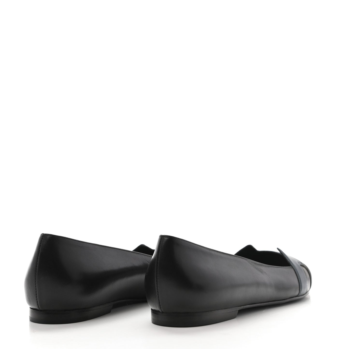 Box Calfskin Nice Ballerina Flats 36.5 Black Bleu Ardoise Cedre