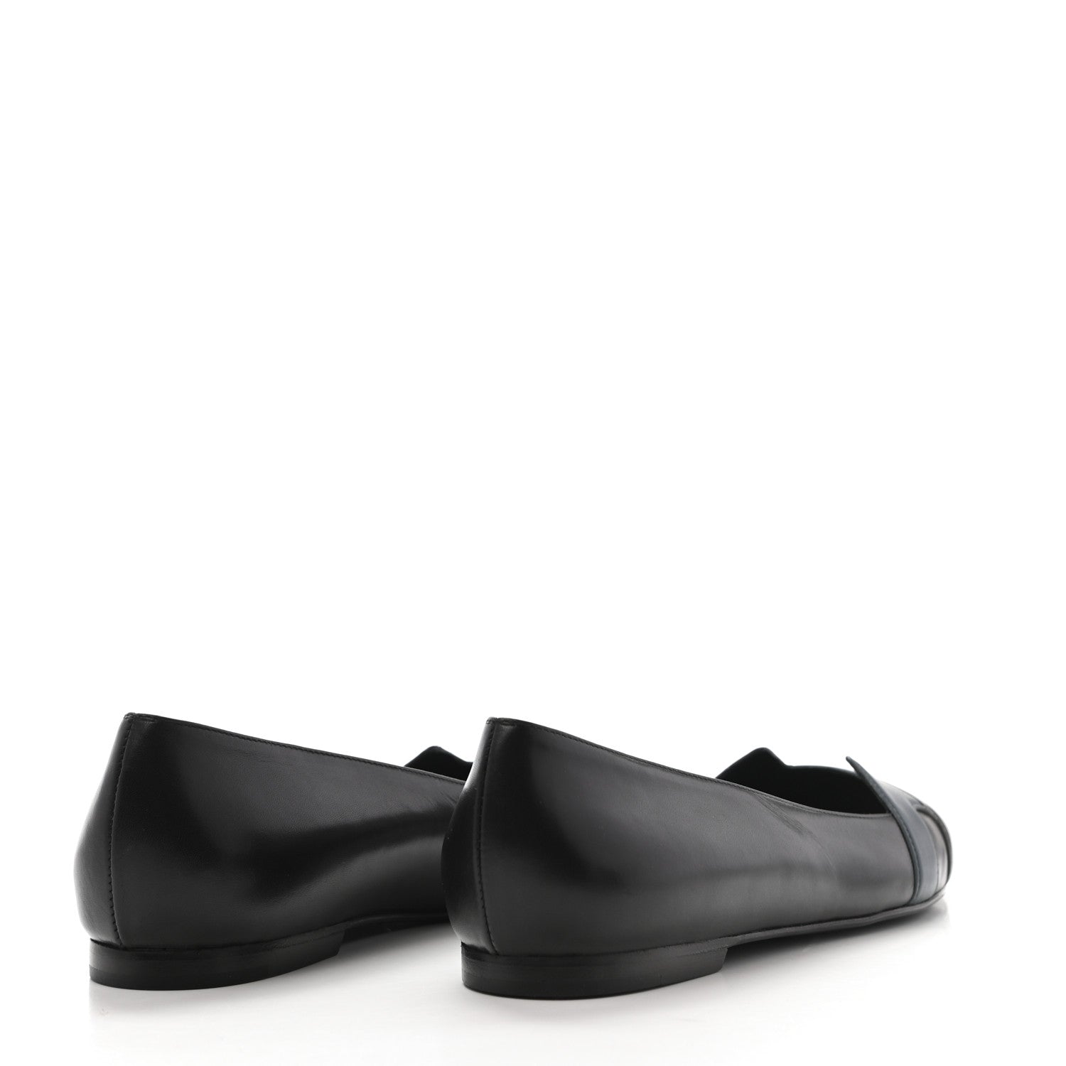 Hermes Box Calfskin Nice Ballerina Flats 36.5 Black Bleu Ardoise Cedre 7 of 14