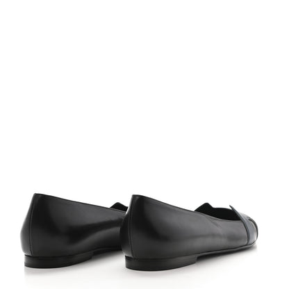 Hermes Box Calfskin Nice Ballerina Flats 36.5 Black Bleu Ardoise Cedre 7 of 14