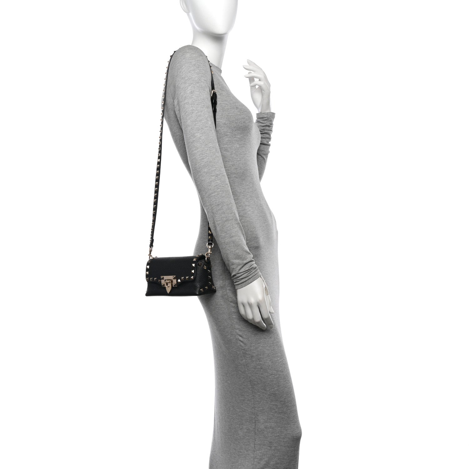 Valentino Garavani Pebbled Calfskin Mini Rockstud Crossbody Bag Black 2 of 9