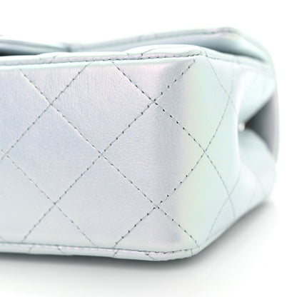 Chanel Iridescent Calfskin Quilted Mini Rectangular Flap Light Blue 10 of 11