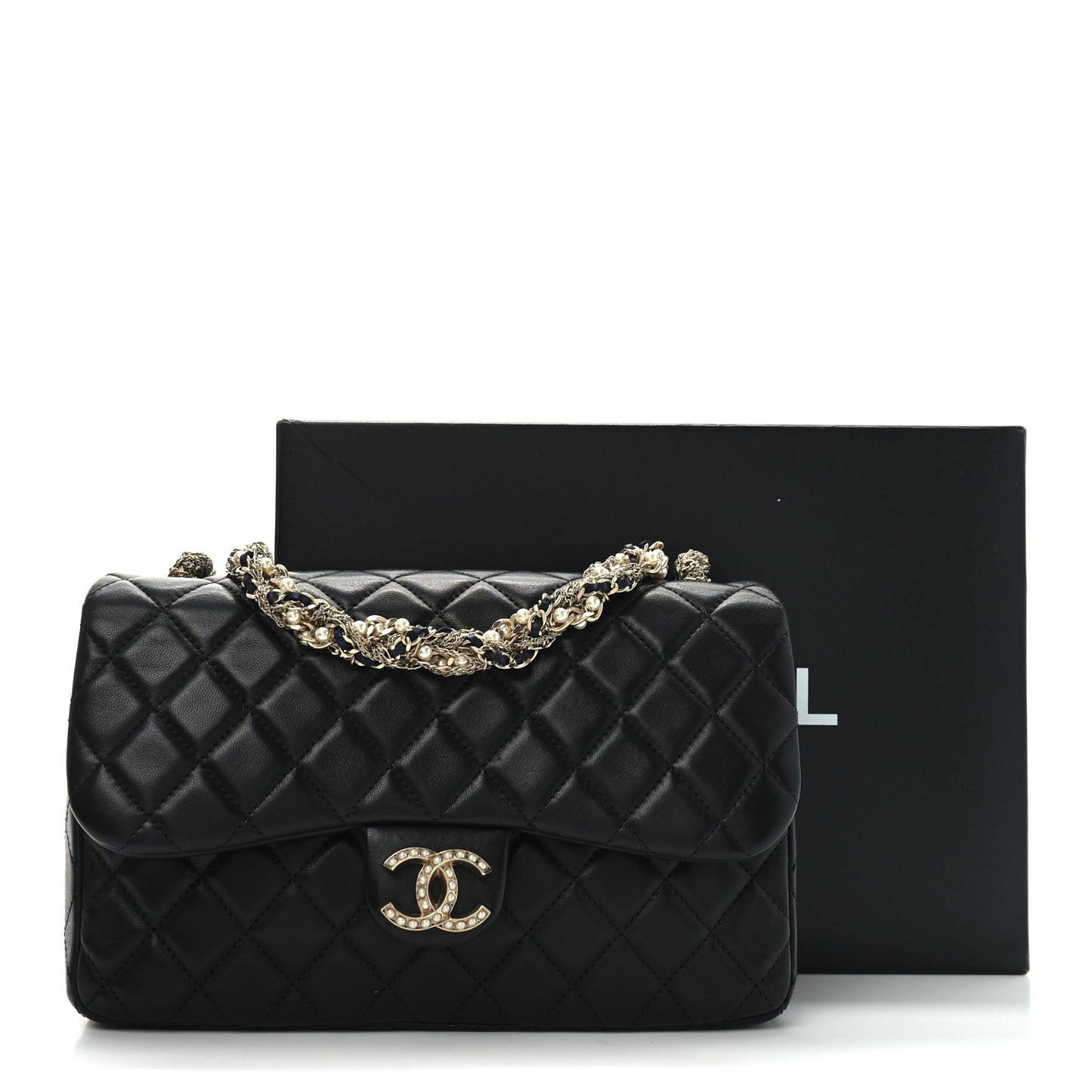 Lambskin Quilted Medium Westminster Pearl Flap Black