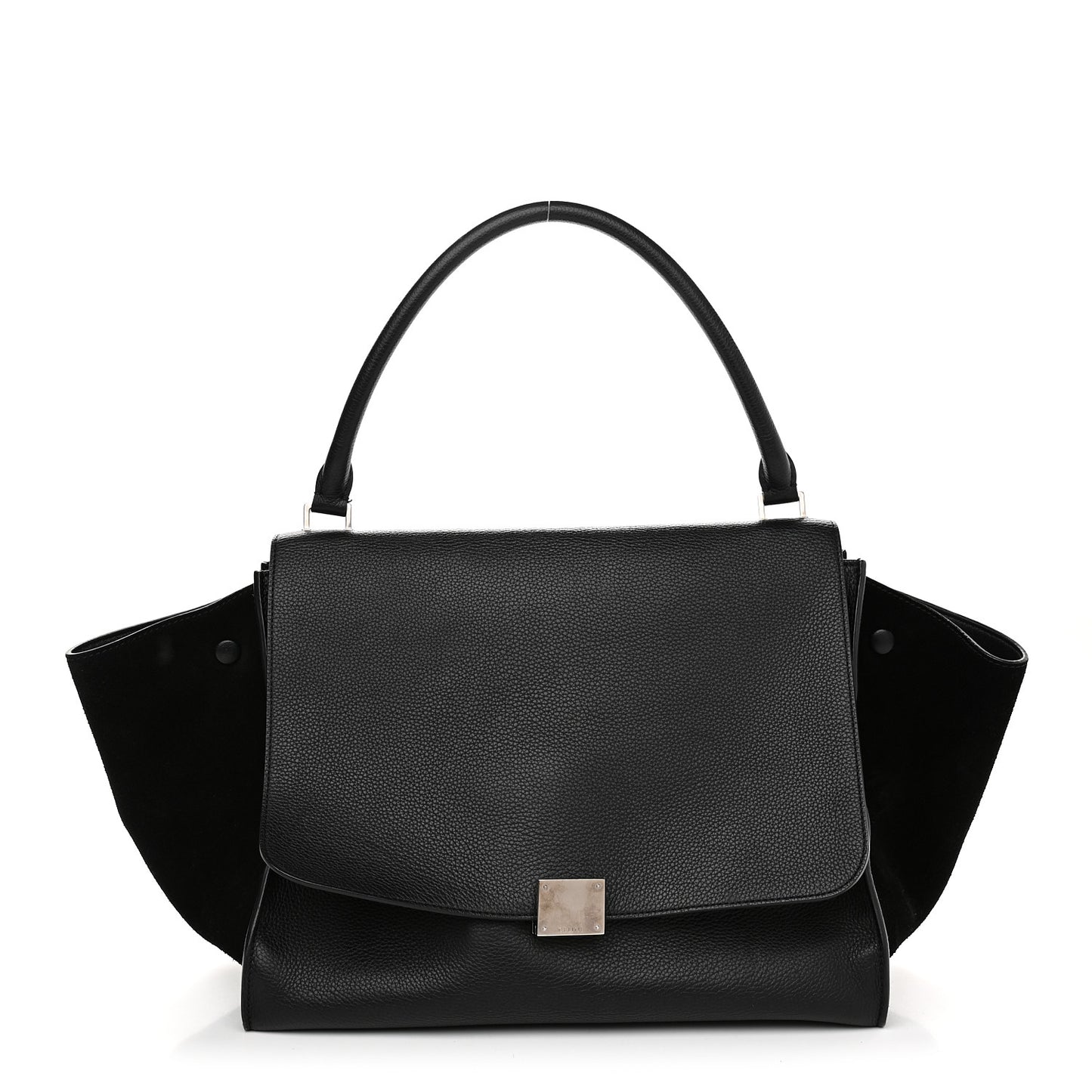 Drummed Calfskin Suede Medium Trapeze Black