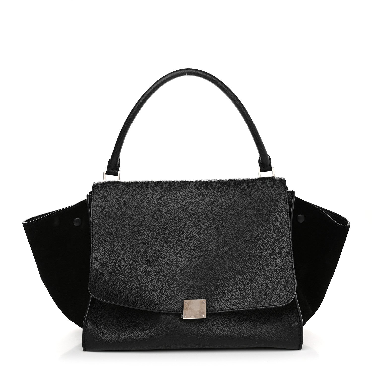 Celine Drummed Calfskin Suede Medium Trapeze Black 1 of 10