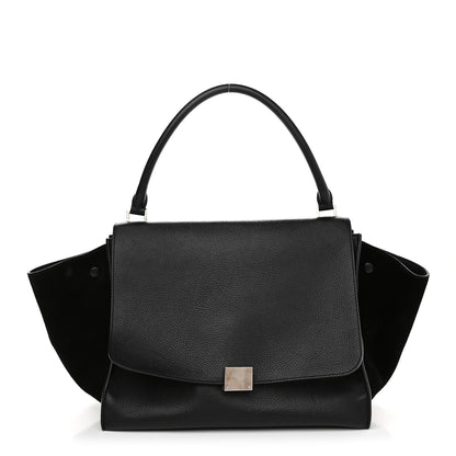 Celine Drummed Calfskin Suede Medium Trapeze Black 1 of 10