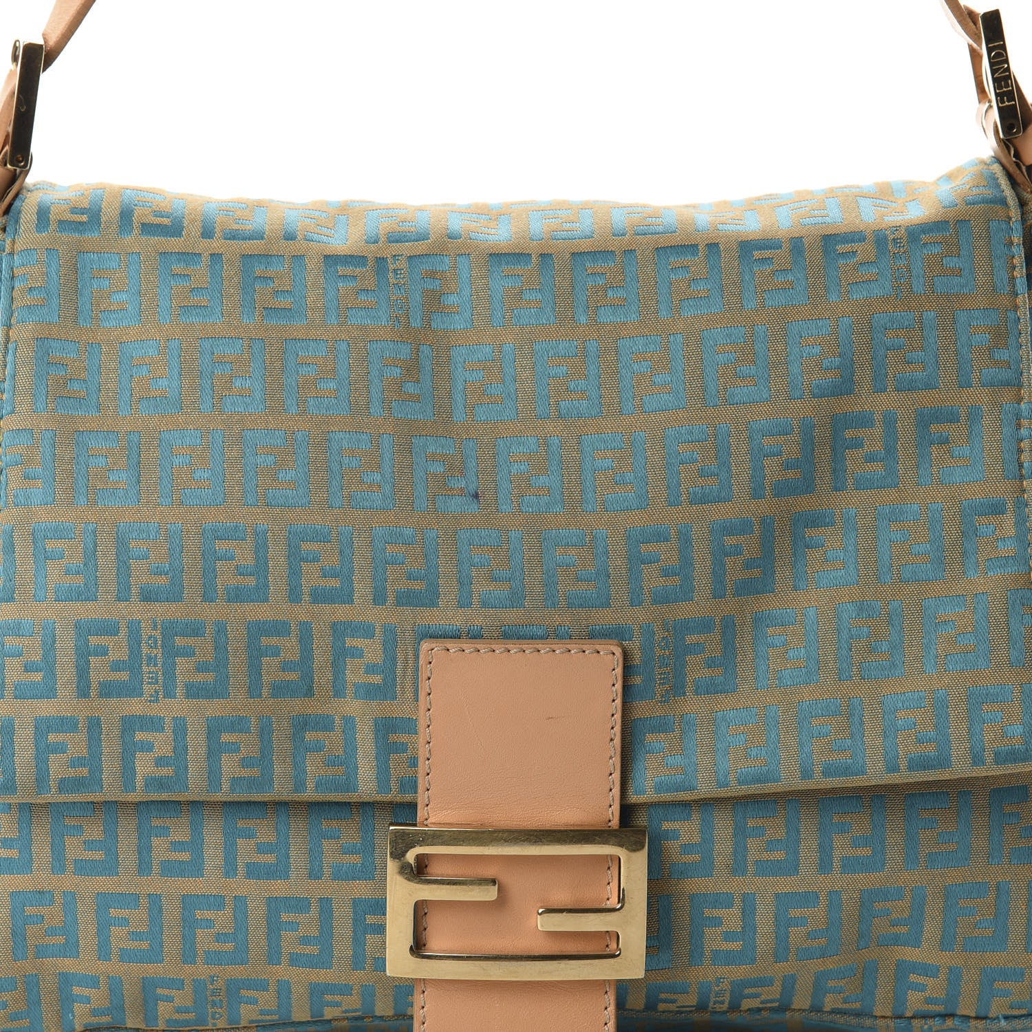 Fendi Zucchino Mama Baguette Turquoise Beige 18 of 18