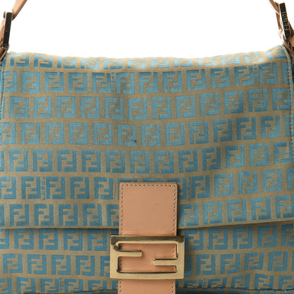 Fendi Zucchino Mama Baguette Turquoise Beige 18 of 18