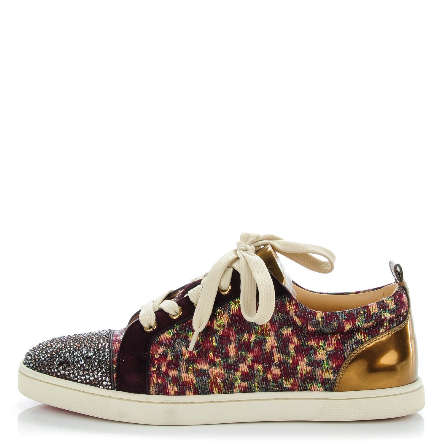 Christian Louboutin Metallic Fabric Suede Gondolastrass Sneakers 37.5 Version Bordeaux 1 of 7