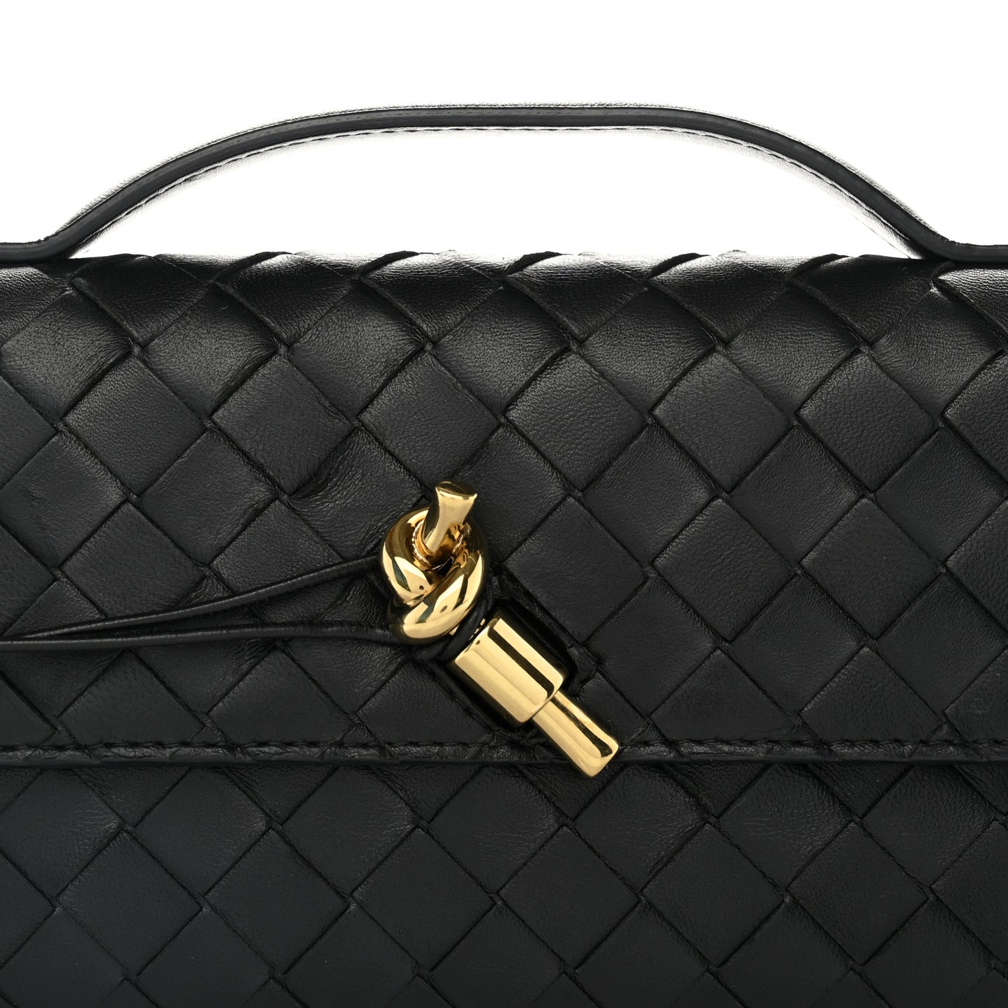 Nappa Intrecciato Long Andiamo Top Handle Clutch Black