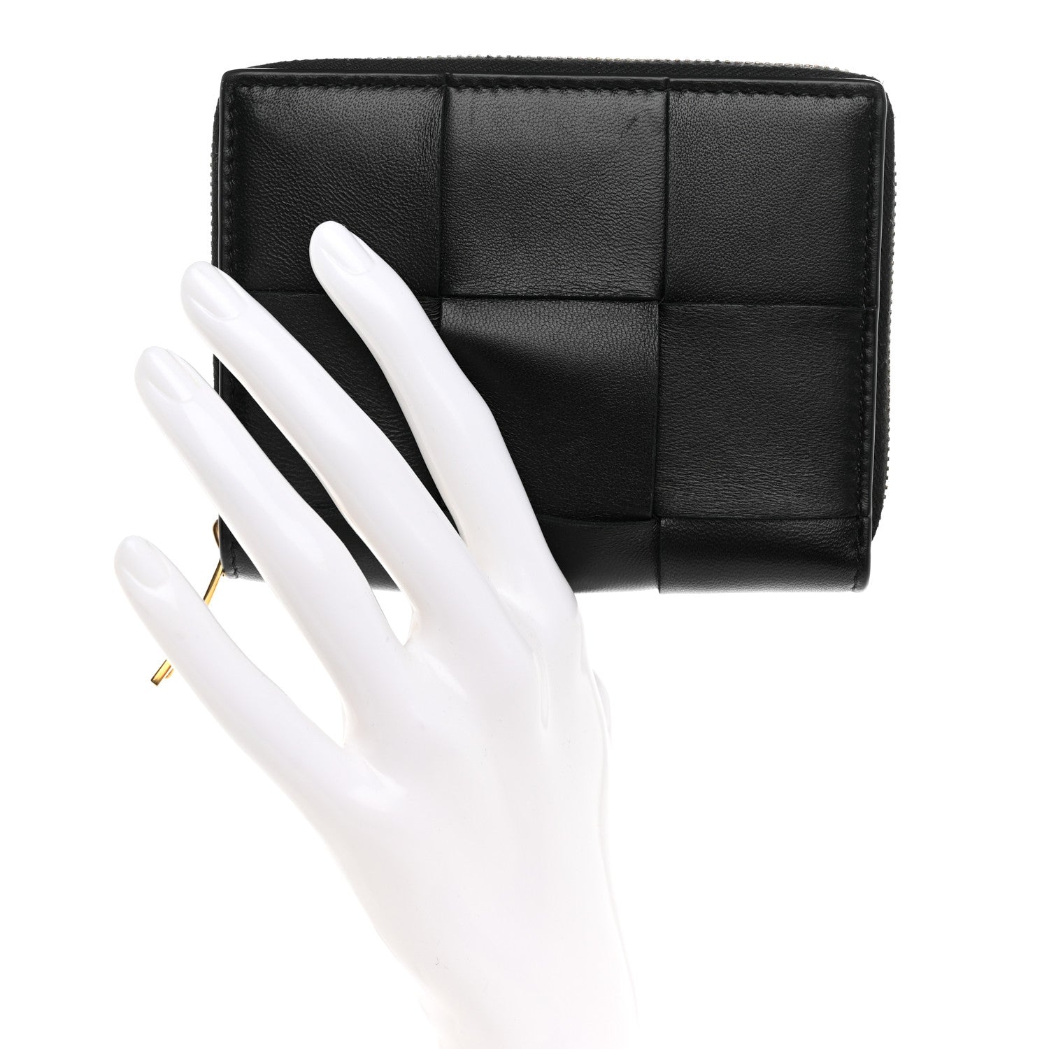 Bottega Veneta Calfskin Maxi Intreccio Zip Around Wallet Black 2 of 7