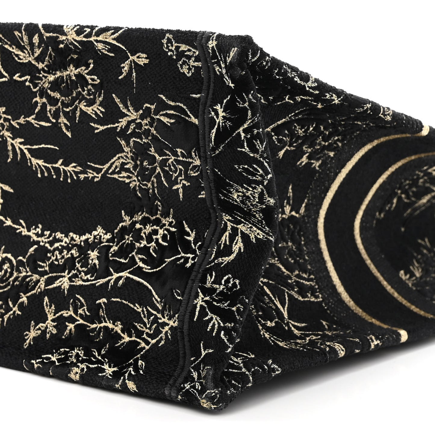 Velvet Jardin d'Hiver Embroidered Large Book Tote Black Gold