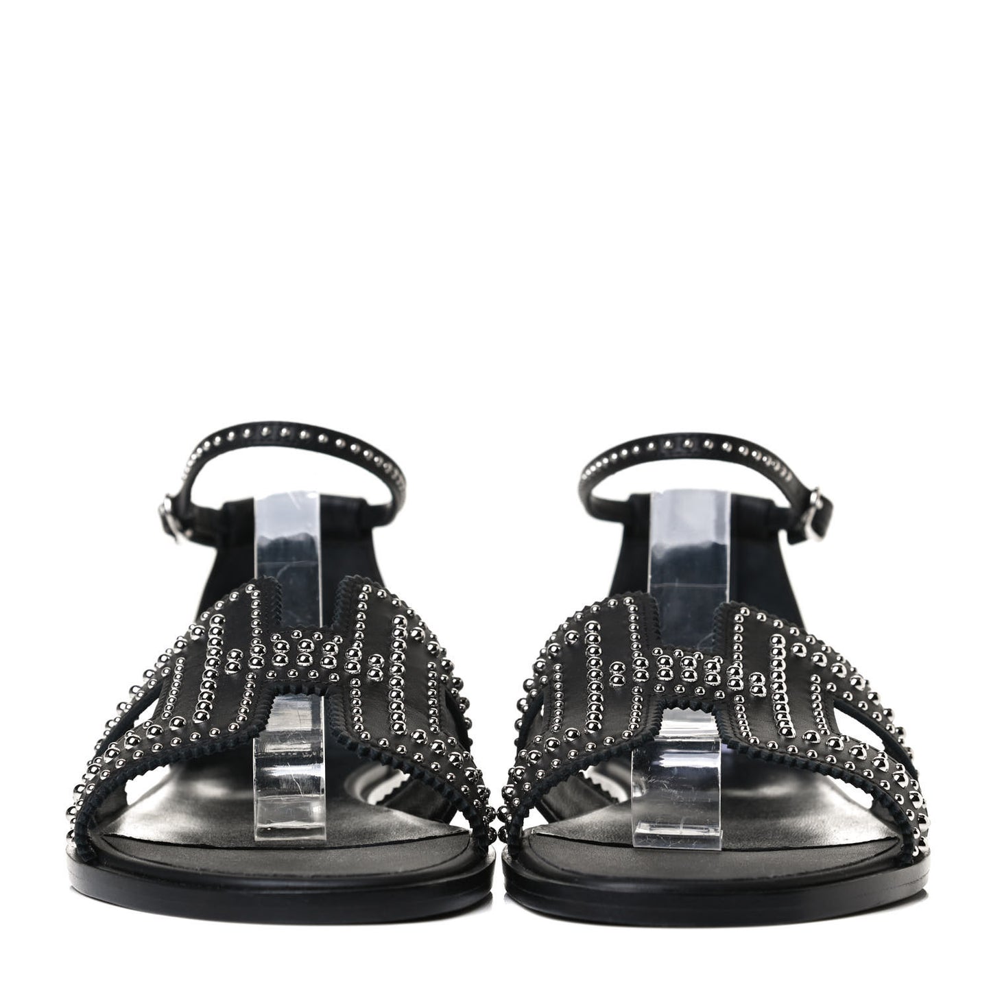 Calfskin Studded Santorini Sandals 38.5 Black