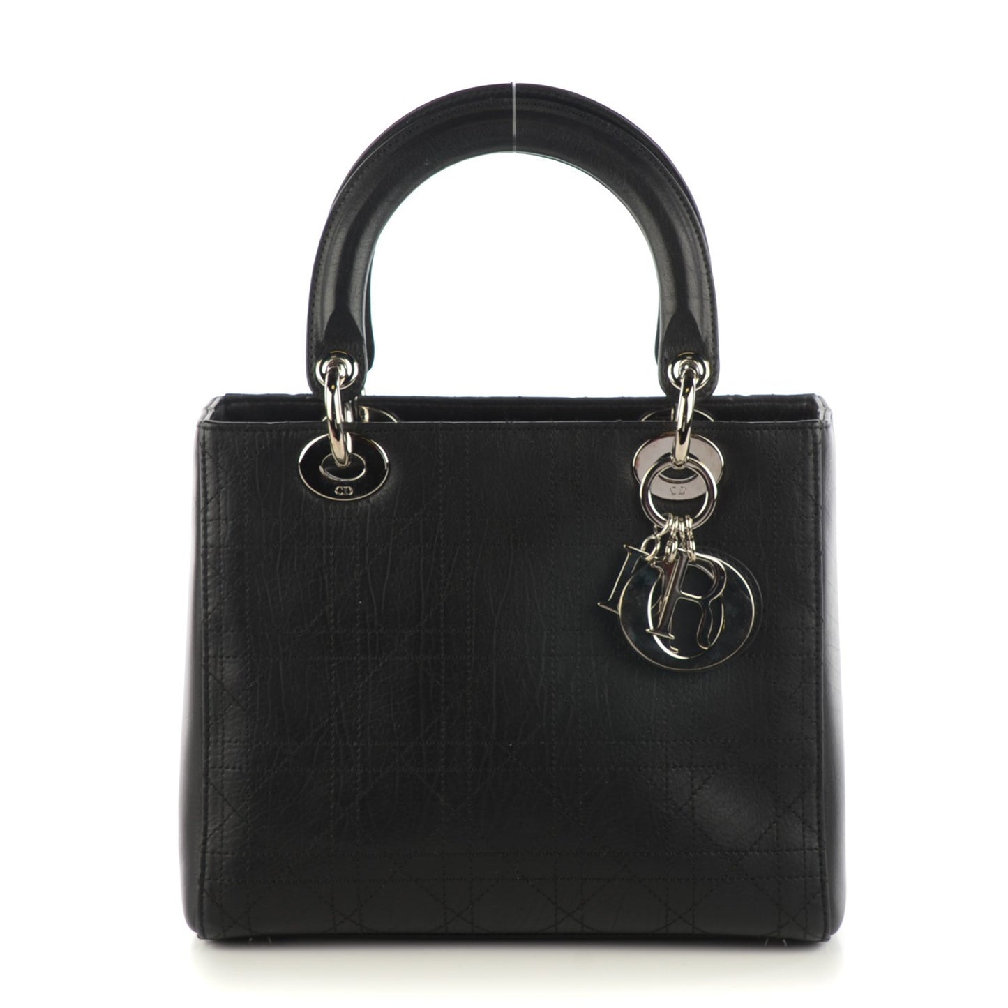 Calfskin Cannage Stitched Medium Lady Dior Black