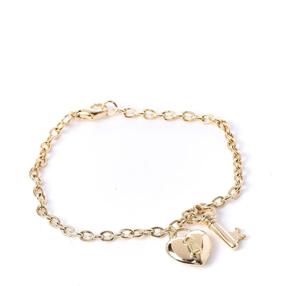 Tiffany 18K Yellow Gold Heart Lock Key Chain Bracelet 1 of 5