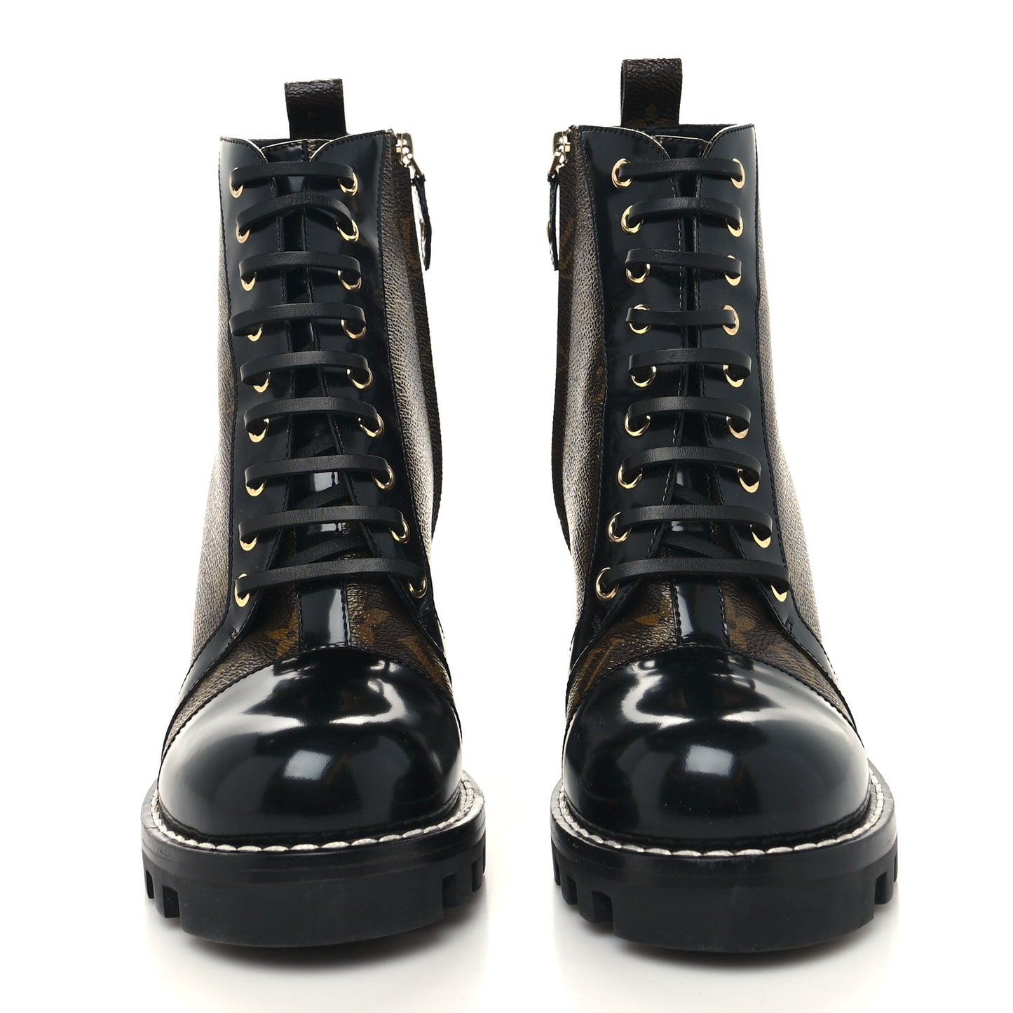 Patent Calfskin Monogram Star Trail Ankle Boots 39 Black
