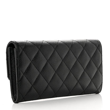 Chanel Caviar Quilted Large Gusset Flap Wallet Black 3 of 10
