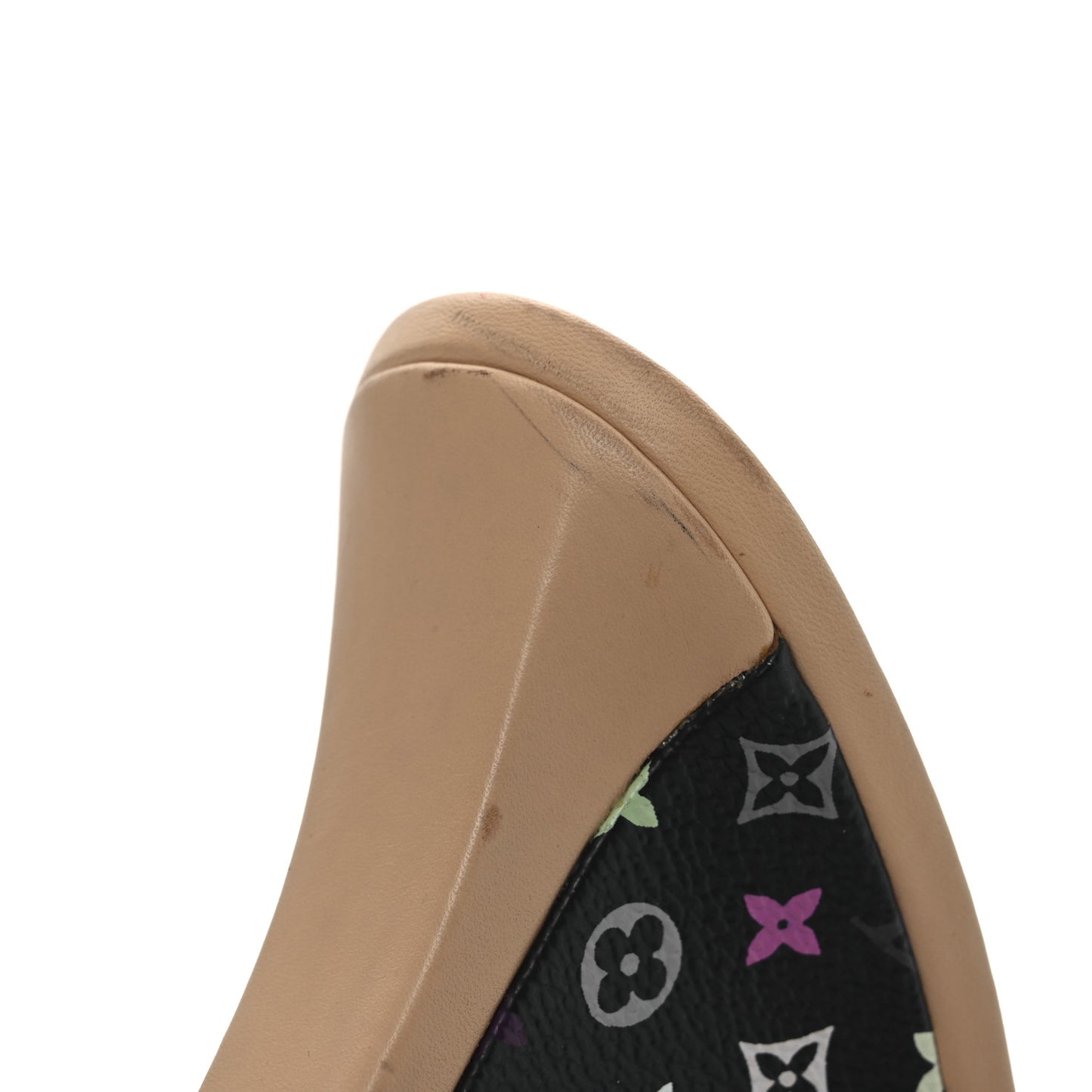 Monogram Multicolor Bow Wedge Sandals 38.5 Black