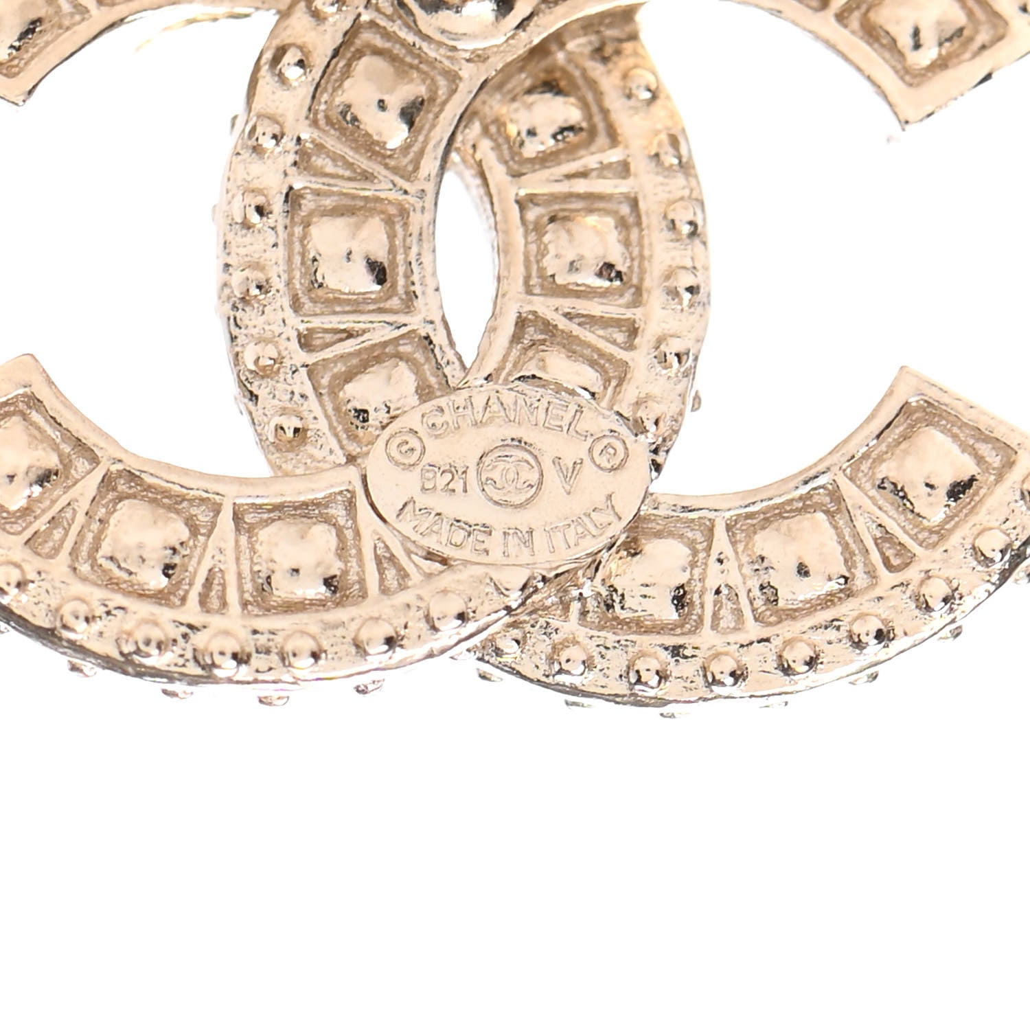 Chanel Crystal Timeless CC Earrings Light Gold 4 of 4