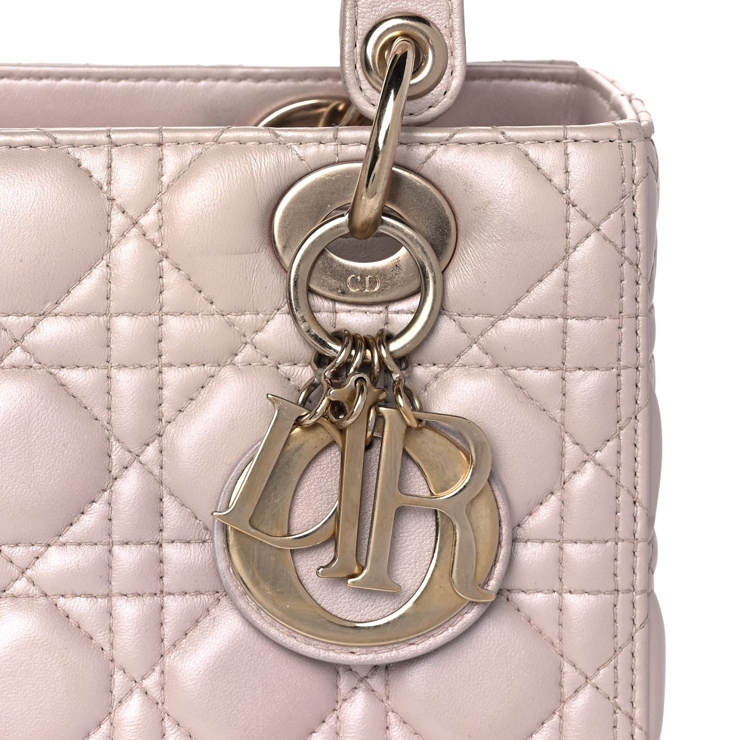 Christian Dior Pearly Lambskin Cannage Medium Lady Dior Lotus 13 of 15
