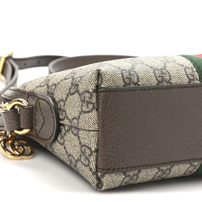 Gucci GG Supreme Monogram Textured Dollar Calfskin Web Small Ophidia Dome Shoulder Bag Beige Ebony New Acero 9 of 10
