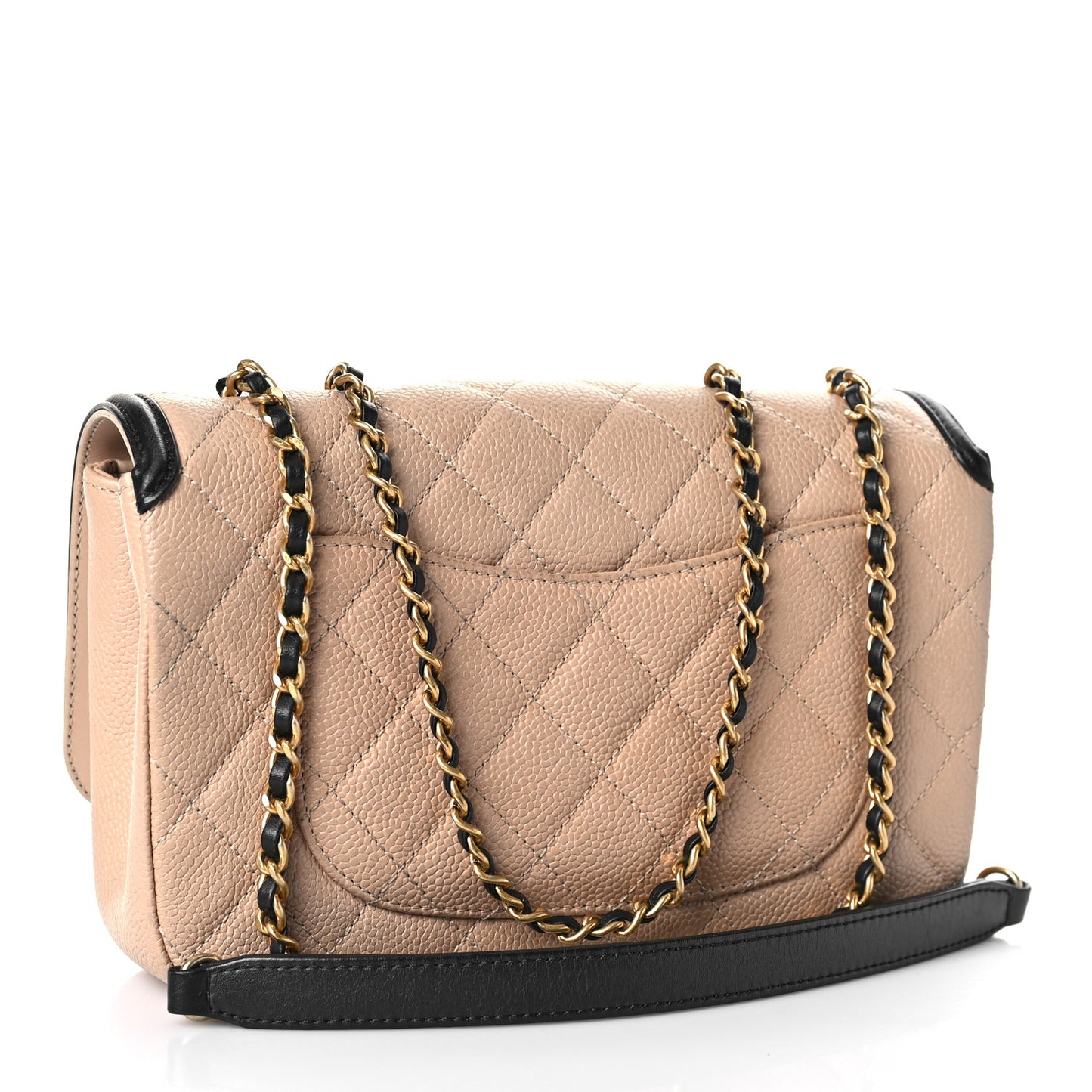 Caviar Quilted Small CC Filigree Flap Beige Black