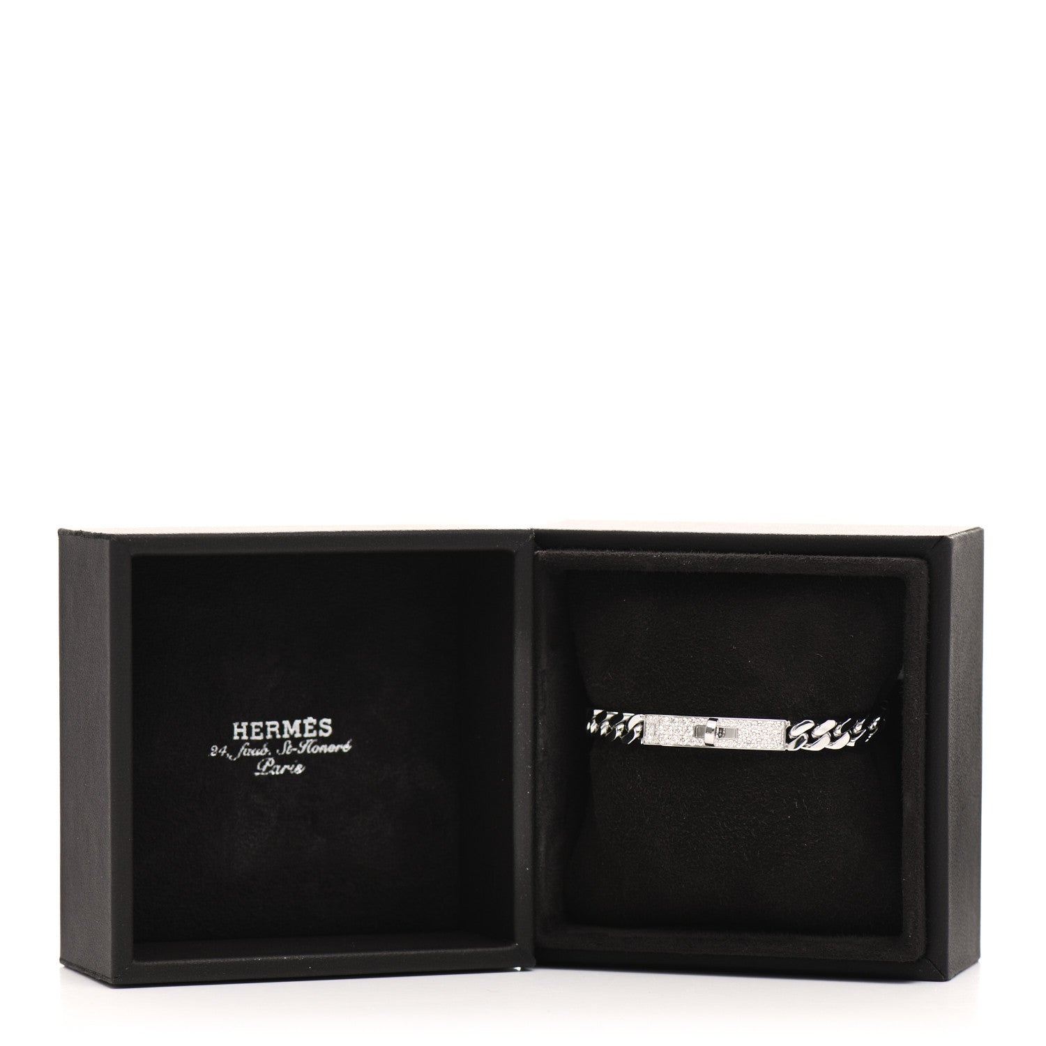 Hermes 18K White Gold Diamond TPM Kelly Gourmette Bracelet SH 5 of 5