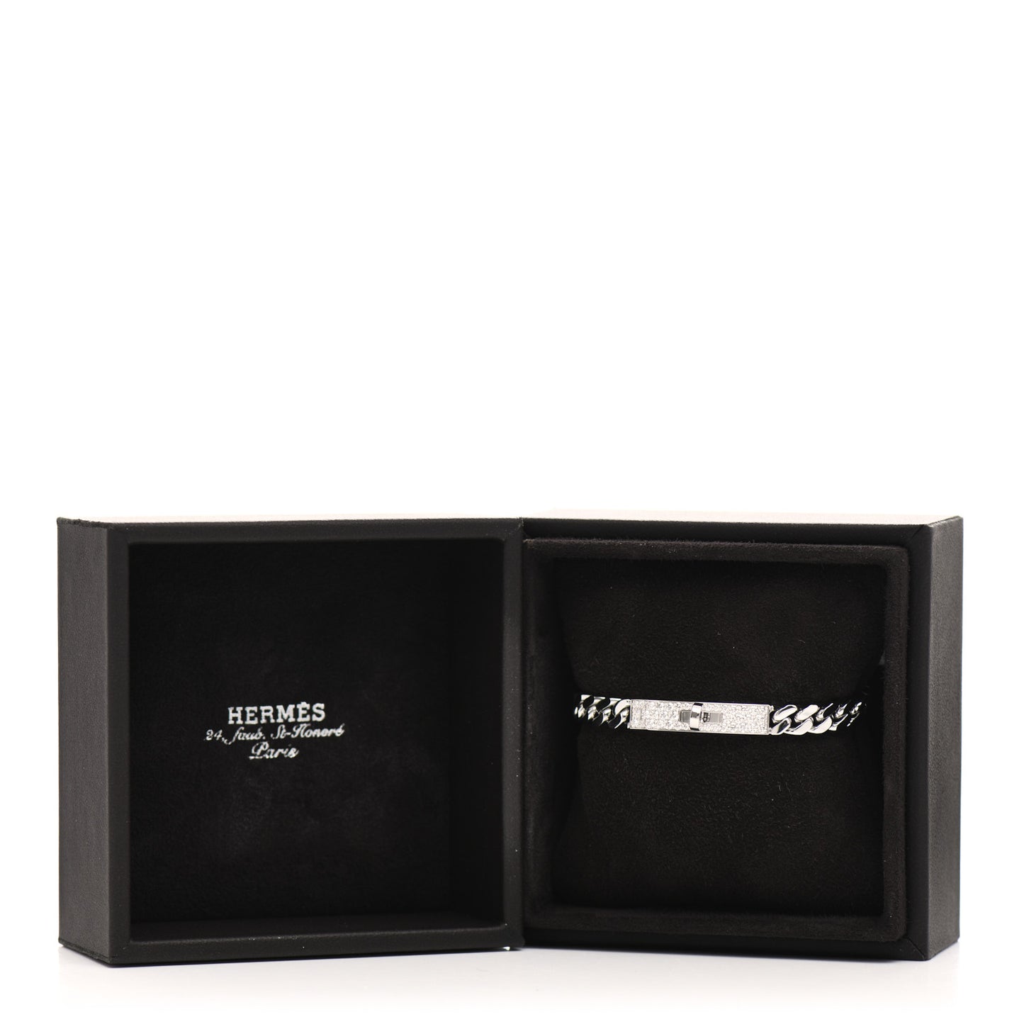 18K White Gold Diamond TPM Kelly Gourmette Bracelet SH