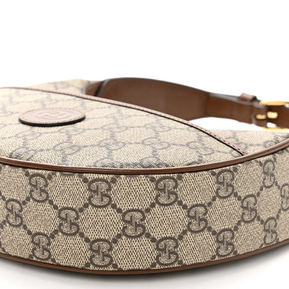 Gucci GG Supreme Monogram Azalea Calfskin Mini Retro Interlocking G Half Moon Bag Beige Ebony Brown Sugar 10 of 11