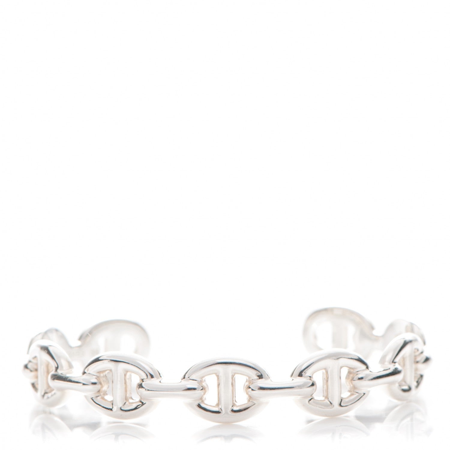 Hermes Sterling Silver MM Chaine d'Ancre Enchainee Cuff Bracelet SH 1 of 4