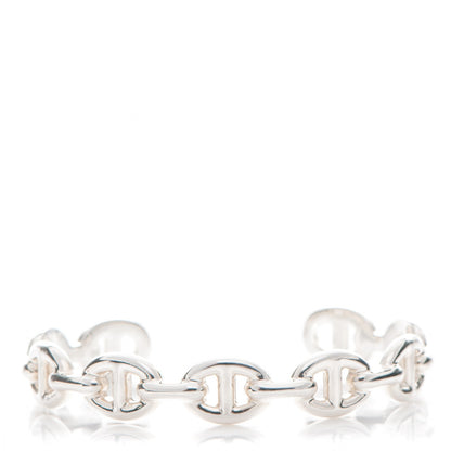 Hermes Sterling Silver MM Chaine d'Ancre Enchainee Cuff Bracelet SH 1 of 4