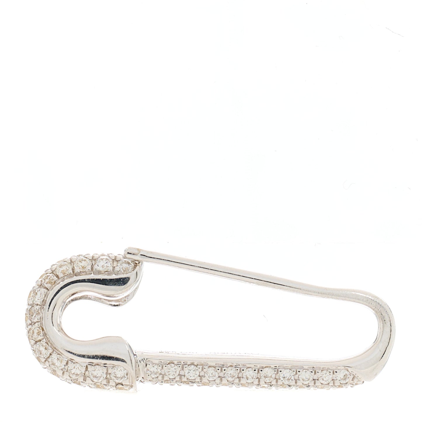 18K White Gold Diamond Mini Safety Pin Earring